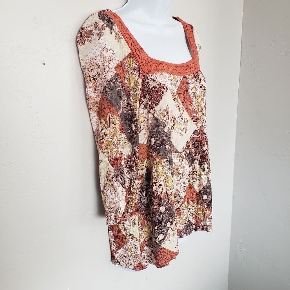 Maurices Medium Boho Patchwork Blouse Quarter Sle… - image 6